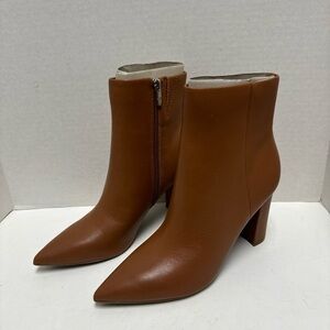 Marc Fisher Women's Brown Heeled Leather Ankle Boots Shoes Size 8 1/2